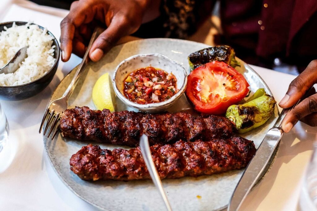 Doner kebab A plate of food likely Turkish cuisines